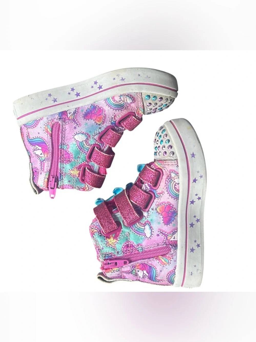 Skechers Pink High-Top Sneakers with Teal Bows size 5